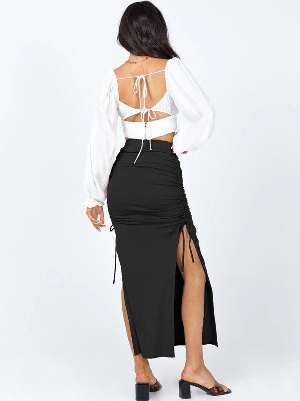 Women's knitted slit slim fit hip skirt - 808Lush