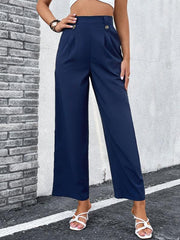 Women's woven casual commuter style wide-leg pants - 808Lush