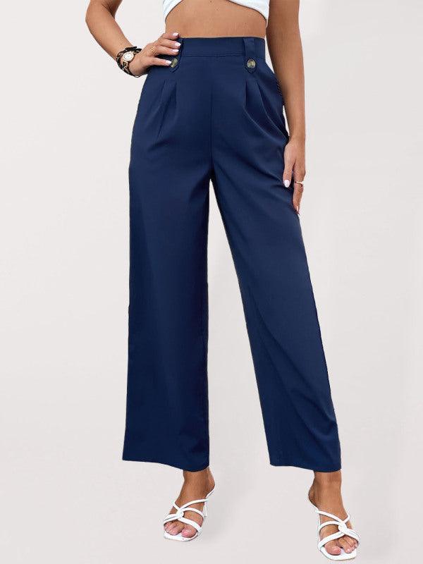 Women's woven casual commuter style wide-leg pants - 808Lush