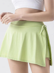 Sports yoga short skirt culottes half body quick-drying pocket skirt side slit strappy skirt - 808Lush