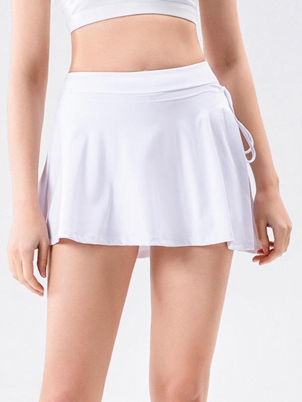 Sports yoga short skirt culottes half body quick-drying pocket skirt side slit strappy skirt - 808Lush