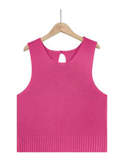 Women's Solid Color Casual Knit Button Vest