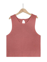 Women's Solid Color Casual Knit Button Vest