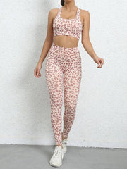 Leopard print beautiful back tight sports suit peach hip lifting high waist fitness clothes - 808Lush