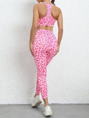 Leopard print beautiful back tight sports suit peach hip lifting high waist fitness clothes - 808Lush