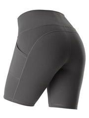 Ladies Stitching Five Point Sports Pocket Tight Fitness High Waist Hip Lifting Cycling Yoga Shorts - 808Lush