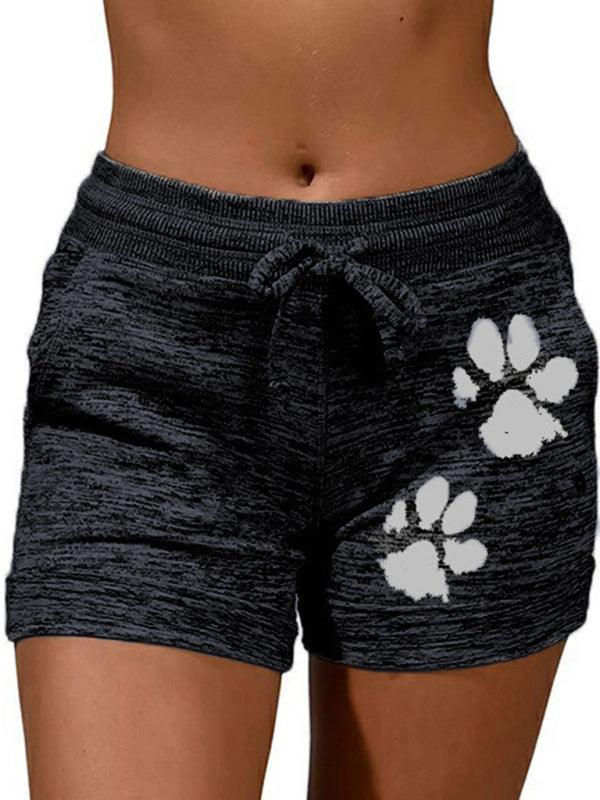 Women's printed bottoming quick-drying shorts yoga pants casual sports waist elastic shorts - 808Lush