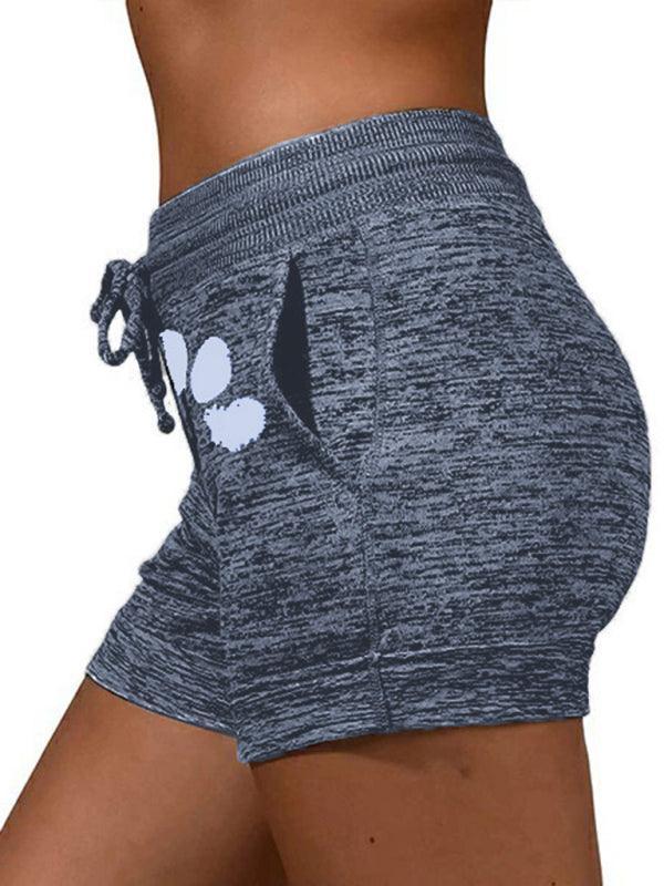 Women's printed bottoming quick-drying shorts yoga pants casual sports waist elastic shorts - 808Lush