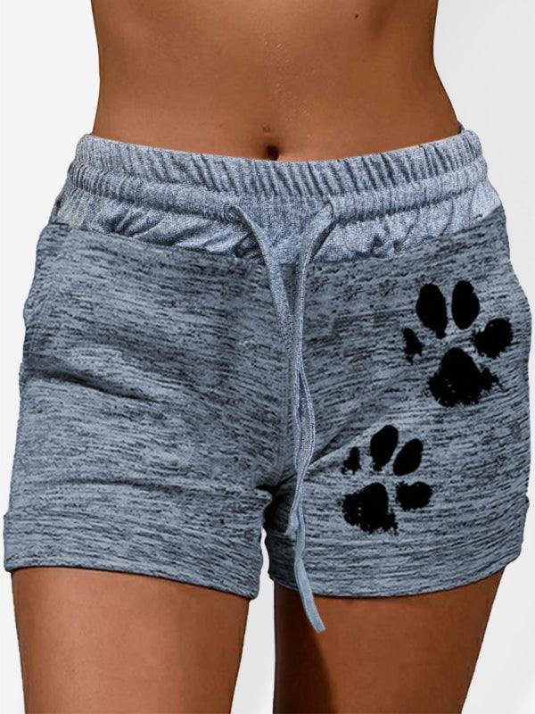 Women's printed bottoming quick-drying shorts yoga pants casual sports waist elastic shorts - 808Lush