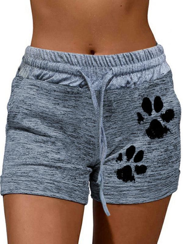 Women's printed bottoming quick-drying shorts yoga pants casual sports waist elastic shorts - 808Lush