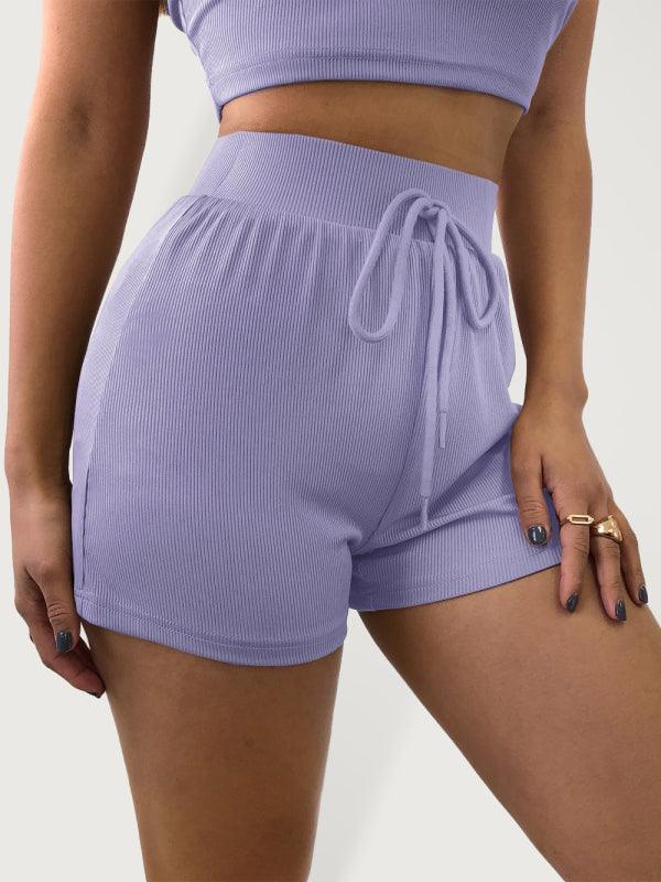 Women's knitted casual all-match ribbed shorts - 808Lush