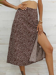 Women's Woven Fashion Casual Slit Printed Long Skirt - 808Lush