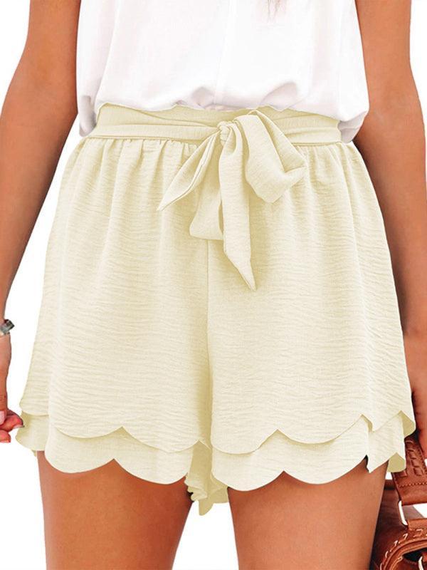 Women's Layered Petal Butterfly End Waist Lounge Short with Belt - 808Lush