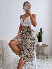 Women's casual all-match temperament polka dot print slit skirt - 808Lush