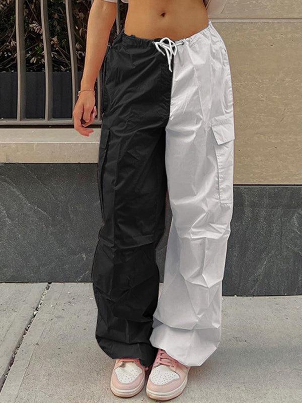 Women's High Waist Wide Leg Loose Tether Straight Leg Cargo Pants - 808Lush