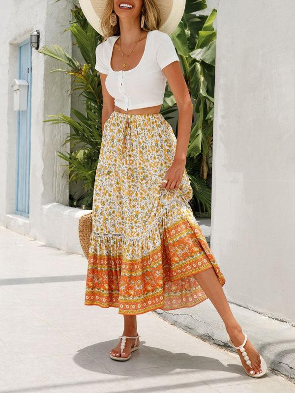 Maxi Cotton Bohemian Beach Resort Skirt - 808Lush