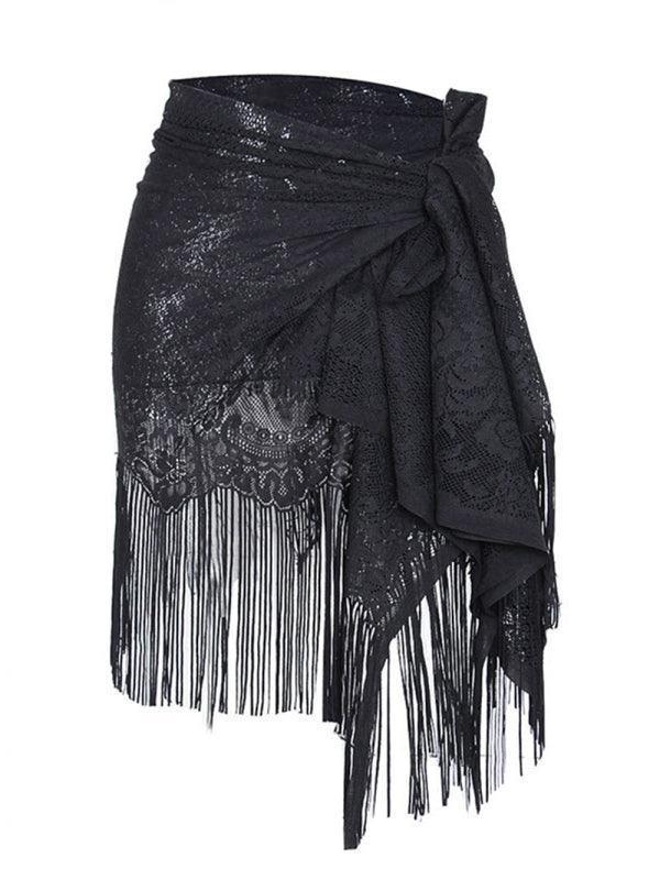 Women's hollow beach lace fringed blouse skirt - 808Lush