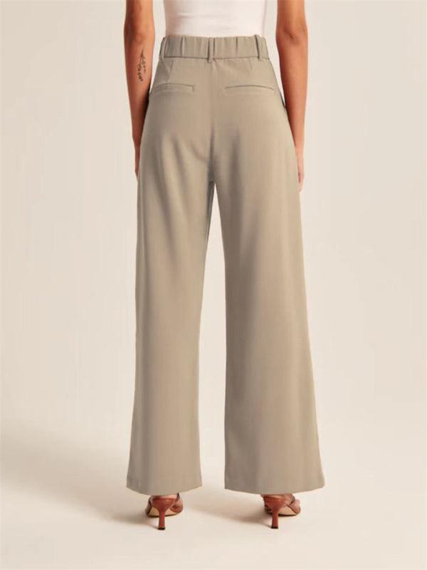 Women's high waist wide-leg pants with matching belt wide-leg casual suit pants - 808Lush