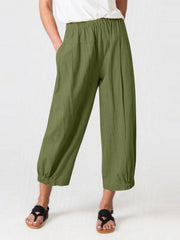 Loose Harem Pants High Waist Cotton Linen Cropped Pants Wide Leg Women's Pants - 808Lush