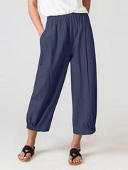 Loose Harem Pants High Waist Cotton Linen Cropped Pants Wide Leg Women's Pants - 808Lush