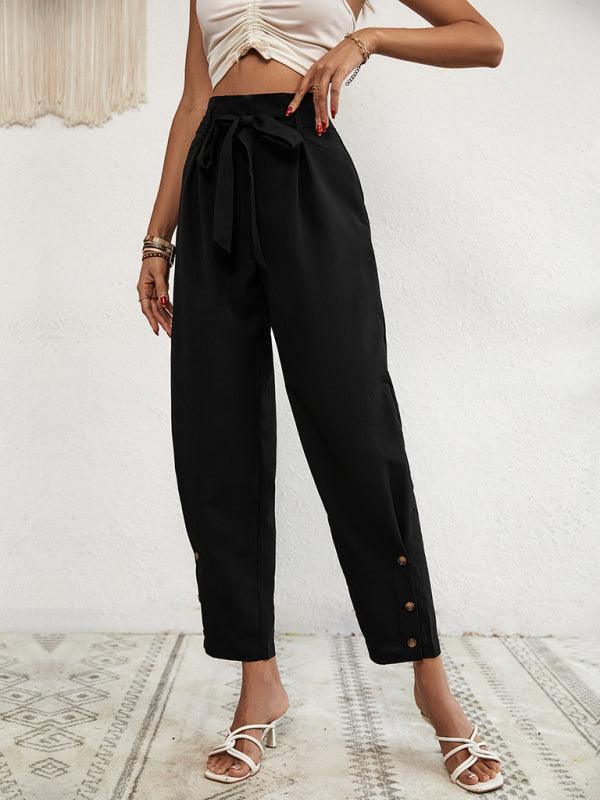 Women's woven commuter-style high-waist cropped pants - 808Lush