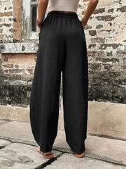 Women's Pants Solid Color Pocket Women's Casual Pants Elastic Pants Trousers - 808Lush