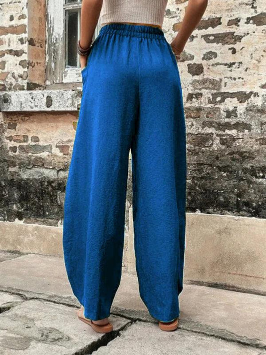 Women's Pants Solid Color Pocket Women's Casual Pants Elastic Pants Trousers - 808Lush