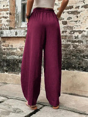 Women's Pants Solid Color Pocket Women's Casual Pants Elastic Pants Trousers - 808Lush