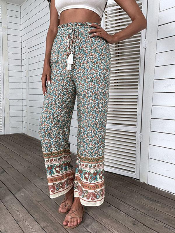 Women's Bohemian Ethnic Print Wide Leg Pants - 808Lush