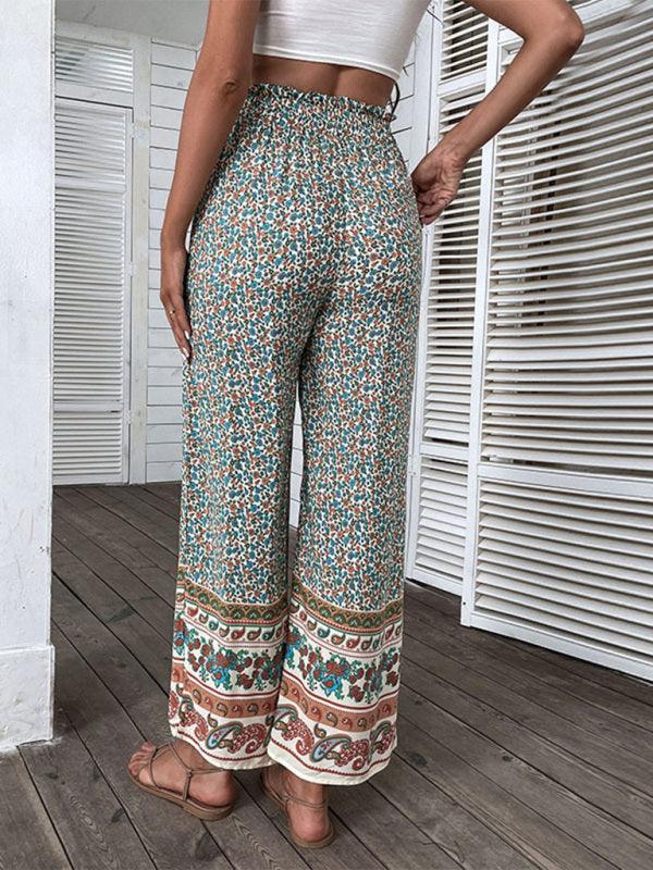 Women's Bohemian Ethnic Print Wide Leg Pants - 808Lush