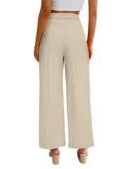 Women's Casual Wide Leg Pants High Waist Button Down Trousers With Pockets - 808Lush