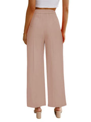 Women's Casual Wide Leg Pants High Waist Button Down Trousers With Pockets - 808Lush