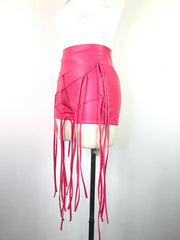 Sexy PU leather style rope braided low waist shorts - 808Lush