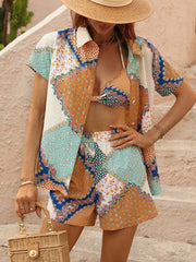 Three-Piece Summer Multicolor Hawaiian Shirt Set - 808Lush