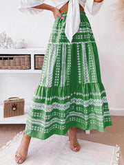 Women's Ethnic Style Irregular Stripe Printed Skirt - 808Lush