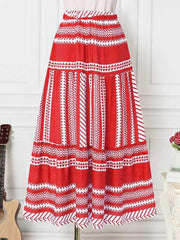 Women's Ethnic Style Irregular Stripe Printed Skirt - 808Lush