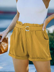 Women's Casual Pocket Belt Loose Straight Leg Shorts - 808Lush