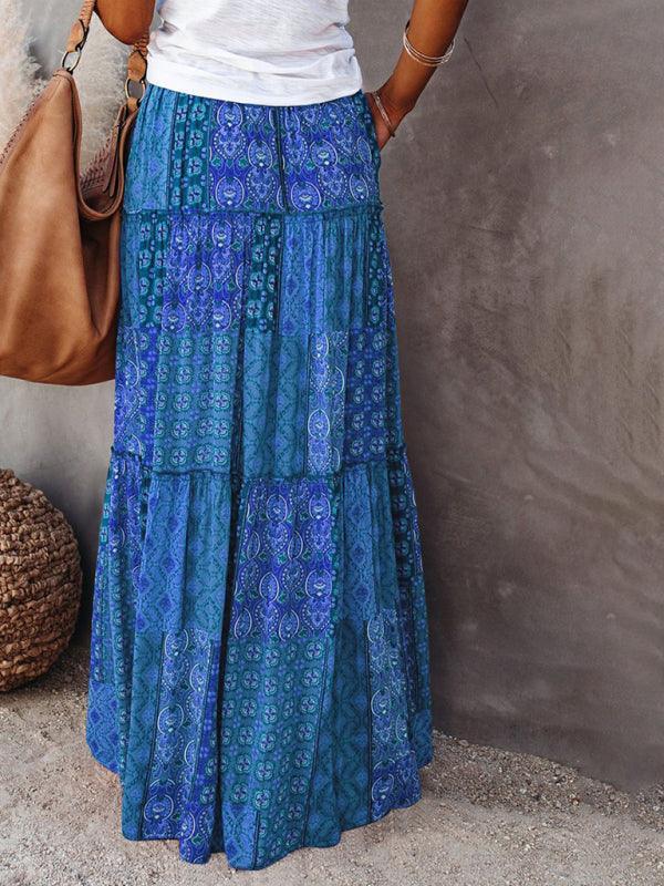 Bohemian style skirt European and American loose casual high waist long skirt - 808Lush