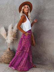 Bohemian style skirt European and American loose casual high waist long skirt - 808Lush