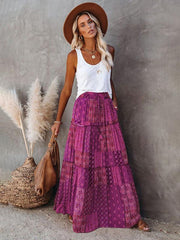 Bohemian style skirt European and American loose casual high waist long skirt - 808Lush