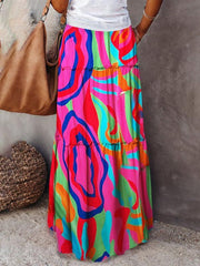 Bohemian style skirt European and American loose casual high waist long skirt - 808Lush