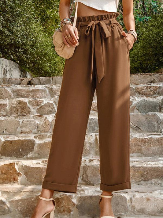 Women's Woven Solid Color Commuter Trousers - 808Lush