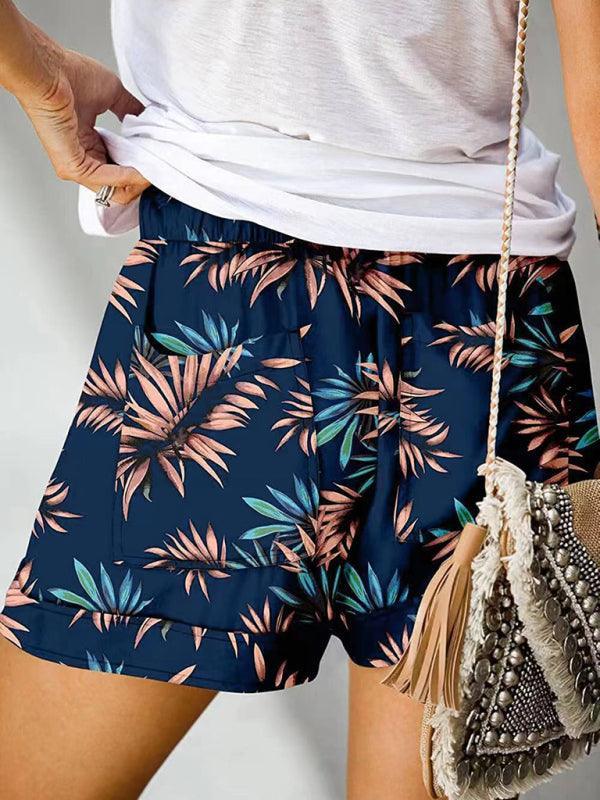 Women's Floral Print High Waist Straight Leg Lounge Shorts - 808Lush