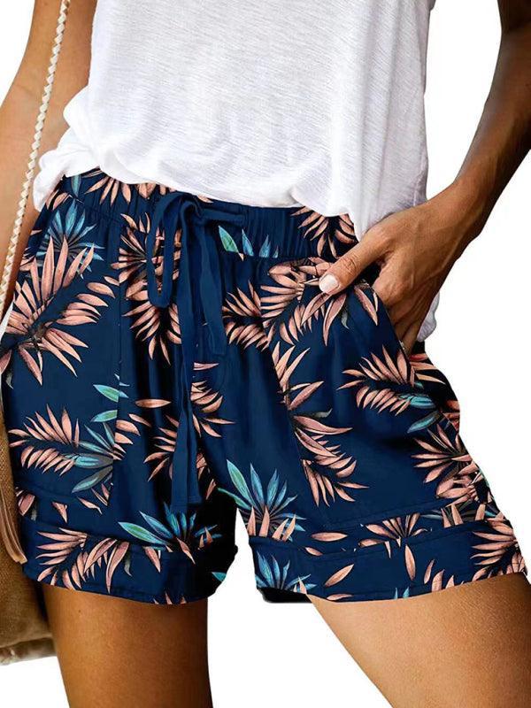 Women's Floral Print High Waist Straight Leg Lounge Shorts - 808Lush