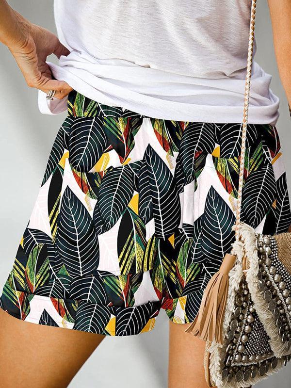 Women's Floral Print High Waist Straight Leg Lounge Shorts - 808Lush