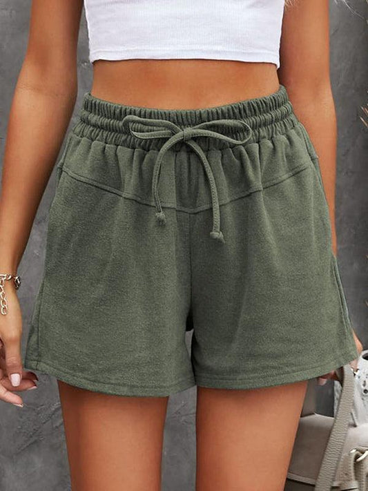 Lace-Up Casual Pocket Ladies Sweat Shorts - 808Lush