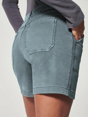 women's high elastic twill large pocket casual shorts - 808Lush