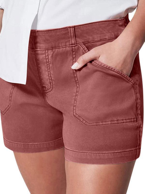 women's high elastic twill large pocket casual shorts - 808Lush