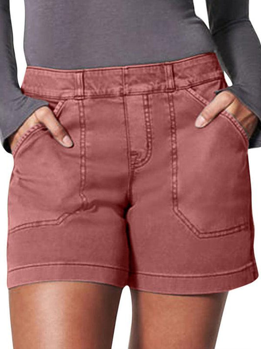 women's high elastic twill large pocket casual shorts - 808Lush