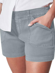 women's high elastic twill large pocket casual shorts - 808Lush